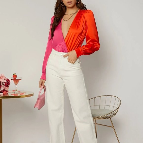 Color block V-neck Bodysuit - Picture 4 of 4